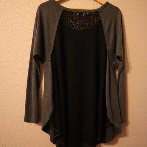 Grey Sweater w/ Lace Back & Side Slits